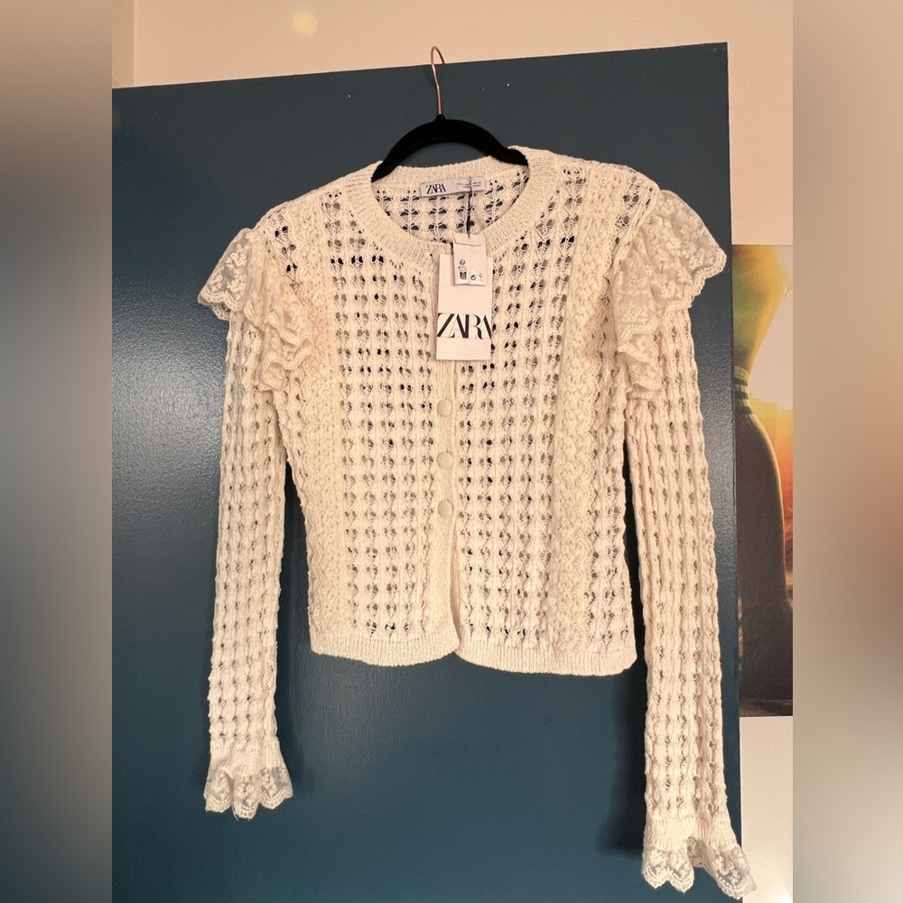 Zara Women's Cream Knit Cardigan